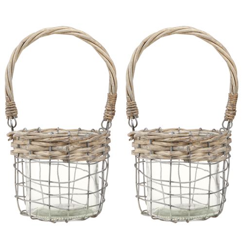 položky Lampiónová závesná dekorácia kovová sklenená vŕba Ø13cm V12cm 2ks