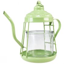 položky Svietnik na čajovú sviečku sklenený lampáš čajník zelený Ø15cm V26cm