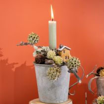položky Očarujúca dekorácia keramického domu na paličkách - Rôzne odtiene hnedej, 6 cm - Idylické záhradné kolíky - 6 kusov