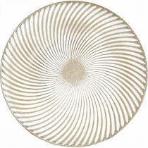položky Dekoračný tanier okrúhly bielohnedé drážky stolová dekorácia Ø40cm V4cm