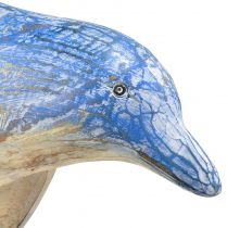 položky Figúrka delfína námorná drevená dekorácia ručne vyrezávaná modrá V59cm