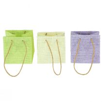 položky Darčekové tašky tkané s rúčkami zelená, žltá, fialová 10,5cm 12ks