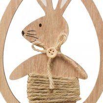 položky Ozdobný prívesok drevená veľkonočná dekorácia králik vo vajíčku 9×1,5×23cm 6 kusov