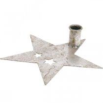 položky Kovová dekorácia hviezda, svietnik na vianočné striebro, starožitný vzhľad 20cm×19,5cm