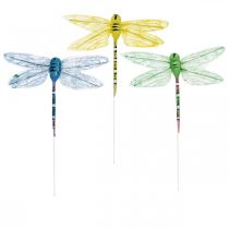 položky Letná dekorácia, vážky na drôte, ozdobný hmyz žltý, zelený, modrý š10,5cm 6ks
