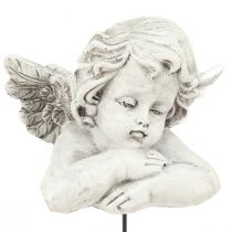 položky Dekoračný anjel na paličke ozdobná dekorácia na hrob sivá biela V6,5cm 3 kusy
