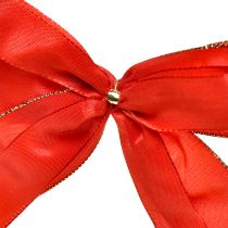 položky Ozdobná mašľa červená mašľa so zlatým okrajom - elegantná vianočná dekorácia 4cm šírka 15×21cm 10ks