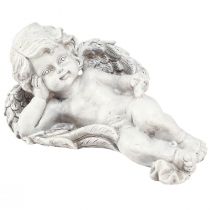 Anjel ležiaca ozdobná postava dekorácia hrobu šedá polyresin 22cm