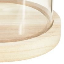 položky Sklenený prekladový sklenený zvonček so základňou číre drevo Ø14cm V28,5cm