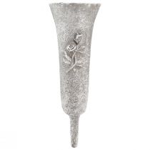 Náhrobná váza sivá váza na nalepenie s motívom ruží V26cm 2ks