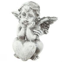 Anjel so srdiečkovým hrobom dekorácia postava šedá V5,5cm 6 ks
