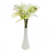 položky Umelé orchidey umelé kvety vo váze biela/zelená 28cm