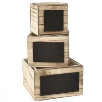 položky Rustikálne drevené škatule s tabuľovým povrchom - prírodná a čierna, rôzne veľkosti - všestranné organizačné riešenie - sada 3 kusov