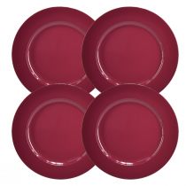 Univerzálne tmavočervené plastové taniere 4 kusy - 28 cm, ideálne na dekoráciu a vonkajšie použitie