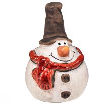 položky Keramická figúrka snehuliaka, 8,4 cm, s cylindrom a červeným šálom - sada 3 ks, vianočná a zimná dekorácia