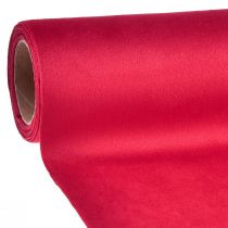 položky Zamatový behúň červený, lesklá dekoračná látka, 28×270cm - behúň na slávnostnú dekoráciu