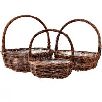 Rustikálny prútený košík s držadlami – 3 veľkosti (36 cm, 31 cm, 26 cm) – Všestranný úložný priestor a dekorácie – Súprava 3 kusov
