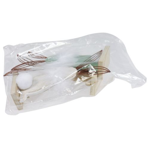 Floristik24 Dekoračný zajačik drevený zajačik s pierkami Veľkonočná dekorácia V17,5cm 3 ks