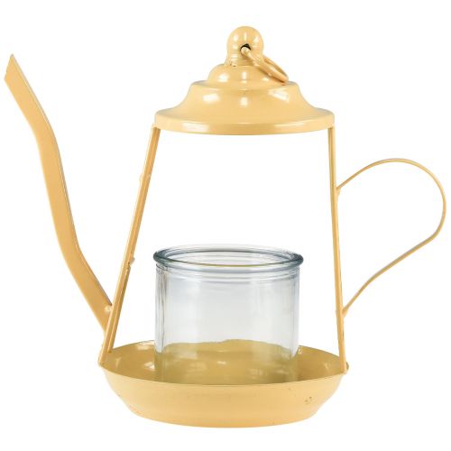 položky Svietnik na čajovú sviečku sklenený lampáš čajník oranžový Ø13cm 22cm