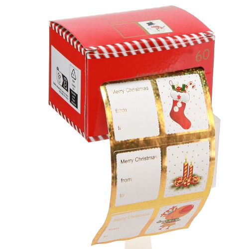 položky Nálepky Vianočné darčekové nálepky menovky 5,5cm 60 kusov