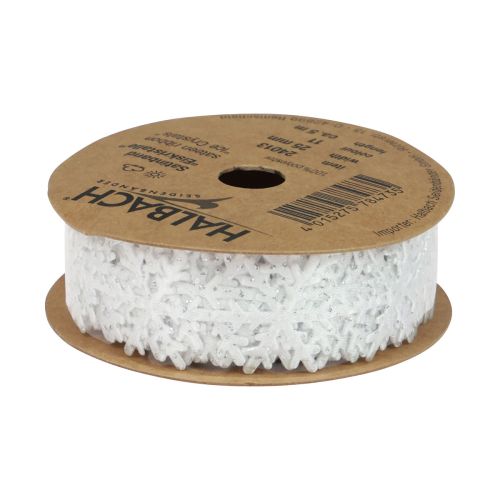 položky Saténová stuha Vianočná stuha vločka biela 25mm 5m