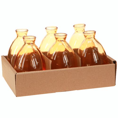 položky Cibuľovité sklenené mini vázy oranžové Ø7cm V12cm 6 ks