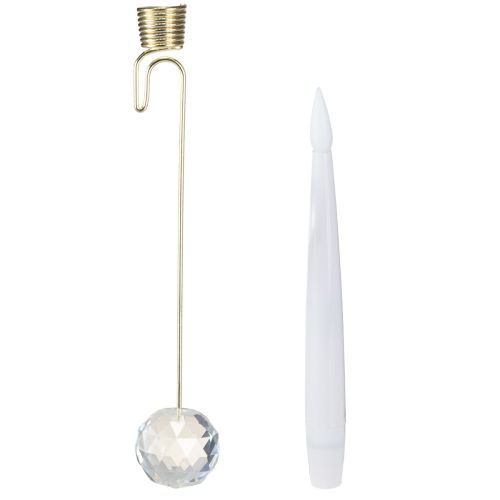 položky LED sviečky na stromček, kužeľovité sviečky s krištáľom, žlté svetlo, 31 cm, 10 kusov