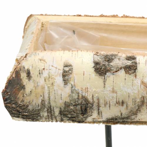 Floristik24 Brezový kvetináč s kovovou základňou 35x12cm V27cm