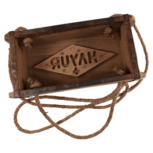 Floristik24 Závesný košík drevený tehlový tvar drevo upcycling 31,5×15×10cm