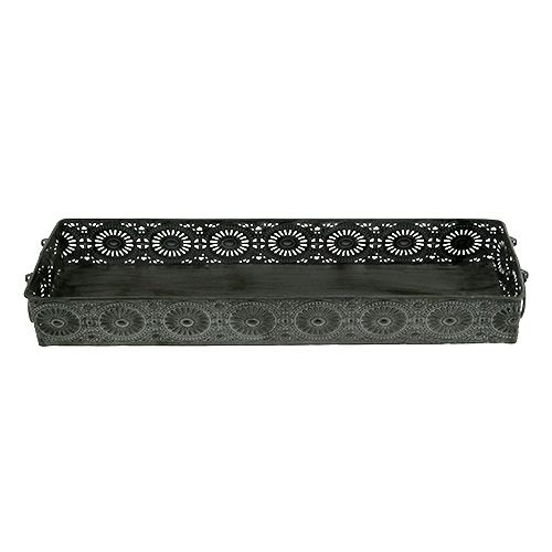 Floristik24 Kovový box podnos sivý 40,5 cm x 12,5 cm x 5 cm