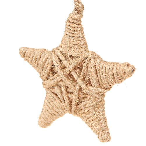 položky Dekoratívne hviezdy, konopná rafia, 7,5 cm, vianočné ozdoby na stromček, 8 kusov