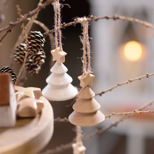 položky Dekoratívne drevené ozdoby na vianočný stromček, certifikované FSC, 6 kusov