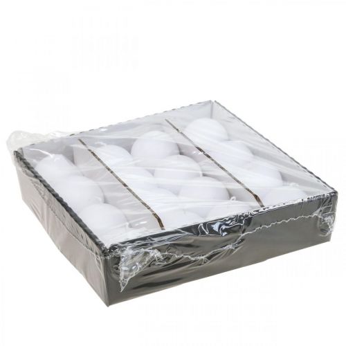 položky Biele guľové sviečky, kvalitná stolová dekorácia, atmosférické osvetlenie na svadby, advent, Ø60 mm, sada 16 kusov