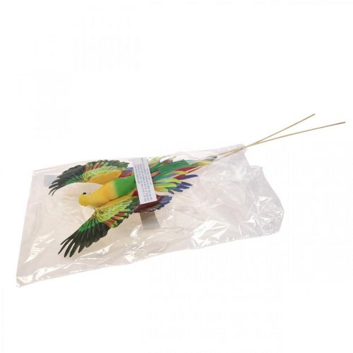 Floristik24 Kvetinová zátka vtáčik, deco papagáj červená žltá 28×19cm 2ks