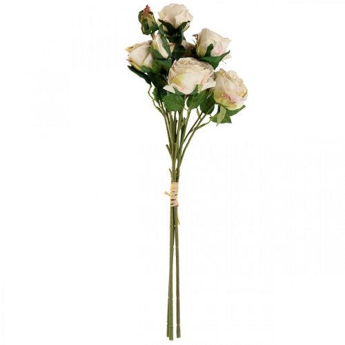 Floristik24 Deco Roses krémové umelé ruže hodvábne kvety 50cm 3ks
