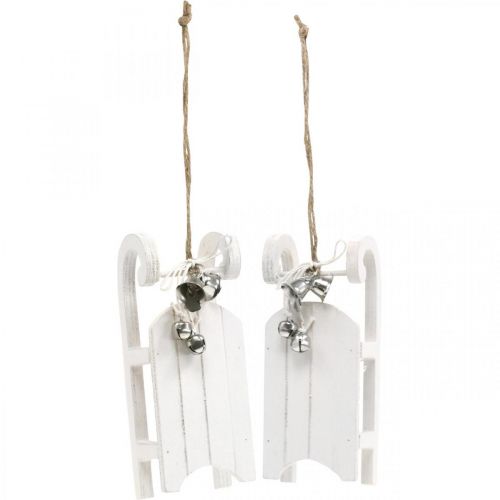 položky Ozdobné sane biele strieborné so zvončekovou šnúrou L13cm 4 kusy
