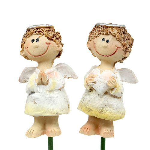 Floristik24 Deko zástrčka anjel červená, biela 4,5cm L28cm 8ks