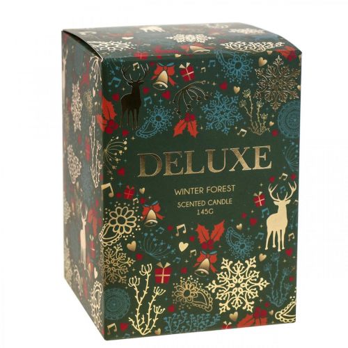 Floristik24 Vonná sviečka Vianočná zimná lesná sviečka sklenená zelená Ø7/V8cm