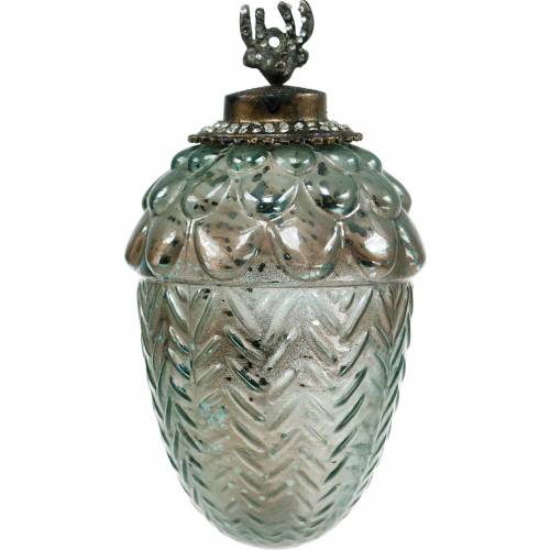 Floristik24 Dekoračný žaluď sklenený zelený 20cm 2ks ozdoba na vianočný stromček