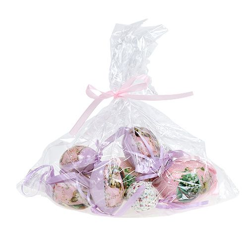 Floristik24 Vajíčka so vzorom fialovo-ružové 5-8cm 8ks