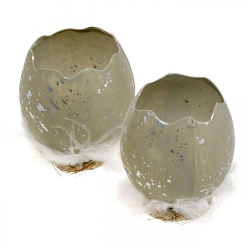 položky Vajíčko na zdobenie, Veľká noc, deko vajíčko polovica, jarná dekorácia Ø8cm V10cm sivá, strieborná 4ks