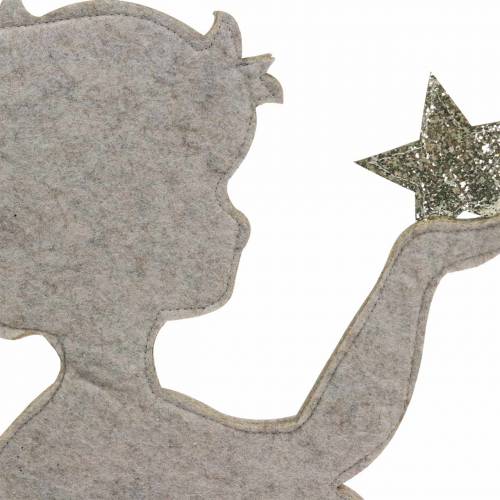 Floristik24 Vývesný vianočný anjel na brezovom kmeni filc krémový, zlatý V46cm