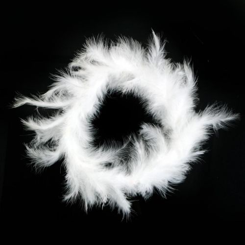 Floristik24 Pérový veniec biely Ø20cm ozdobný veniec jarné pravé pierka 3 ks