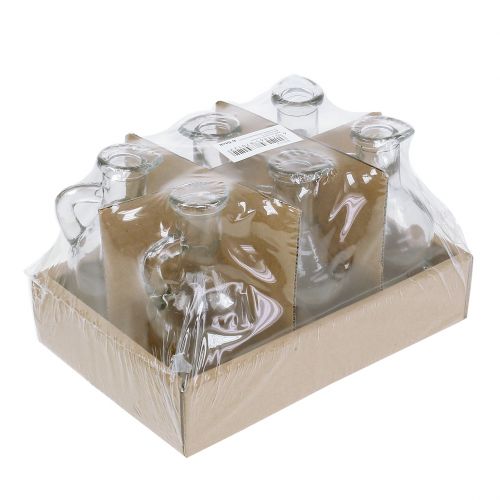 Floristik24 Fľaša s uškom číra Ø5,5cm H11cm 6ks