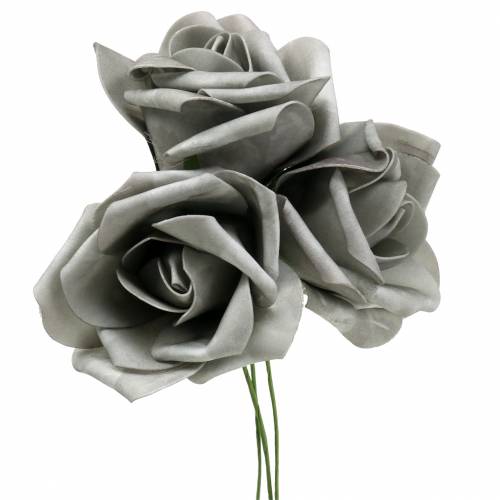 Penová ruža Ø10cm šedá 8ks