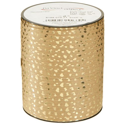 položky Darčeková stuha kulma stuha so srdiečkami zlatohnedá 10mm 100m