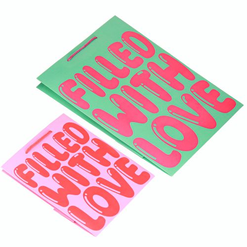 položky Darčeková taška s rúčkami „Plnená láskou“ V36/23 cm, sada 2 kusov