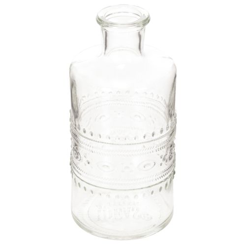 položky Sklenená fľaša so vzorom, valcovitá, číra, dekoratívna váza, 15 cm, 6 kusov
