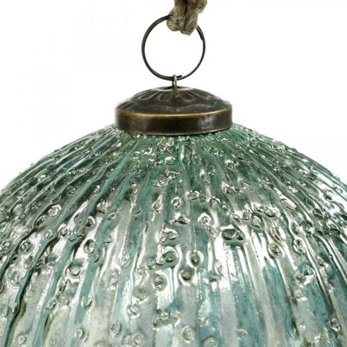 Floristik24 Sklenená guľa na zavesenie modrá vintage vianočná dekorácia sklo Ø15cm