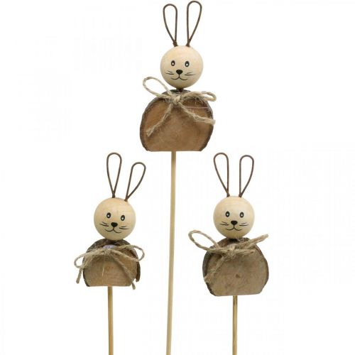 Zajačik kvetinová tyčinka drevo hrdza Veľkonočná dekorácia zajačika príroda 8cm 8ks